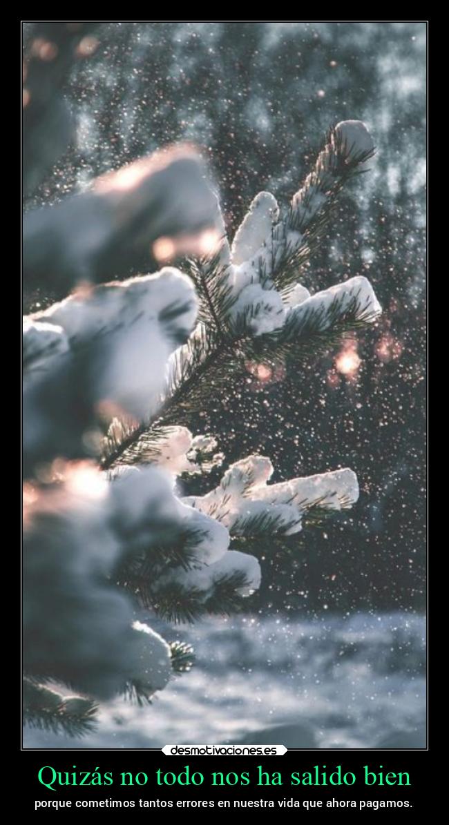 Quizás no todo nos ha salido bien - porque cometimos tantos errores en nuestra vida que ahora pagamos.