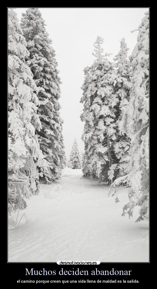 Muchos deciden abandonar - el camino porque creen que una vida llena de maldad es la salida.