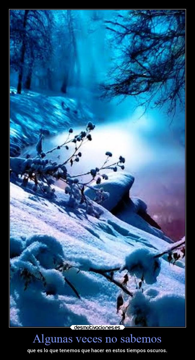 Algunas veces no sabemos - que es lo que tenemos que hacer en estos tiempos oscuros.
