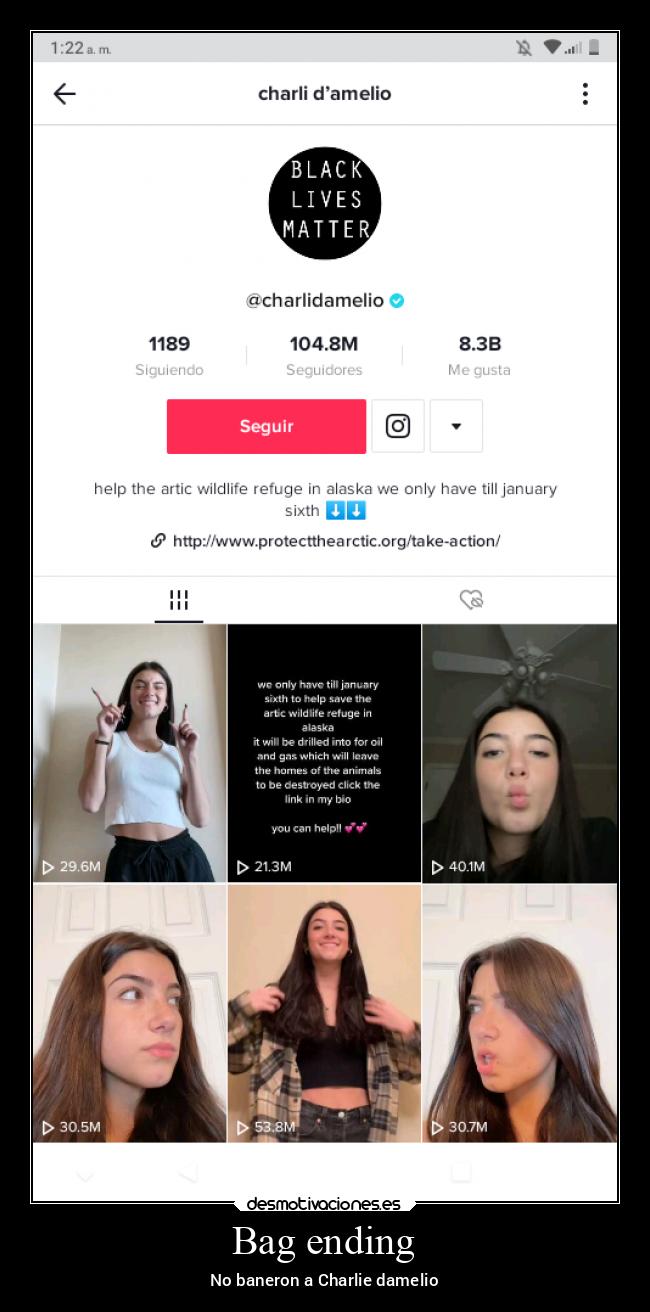 Bag ending - No baneron a Charlie damelio