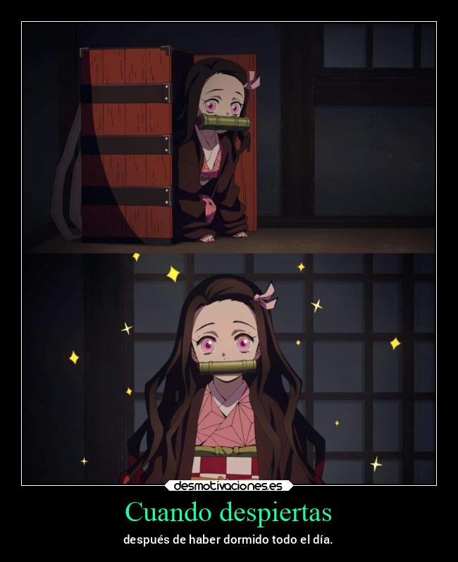 Cuando despiertas - después de haber dormido todo el día.
