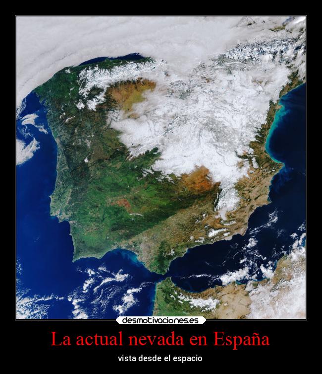 La actual nevada en España - vista desde el espacio