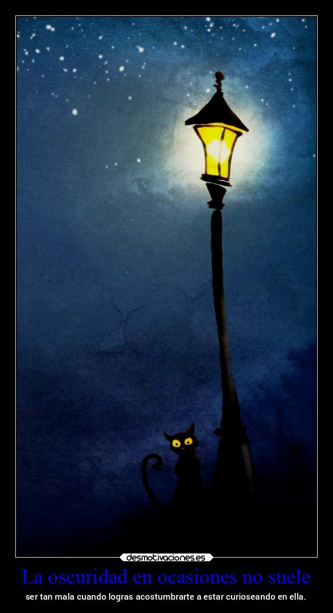 La oscuridad en ocasiones no suele - ser tan mala cuando logras acostumbrarte a estar curioseando en ella.