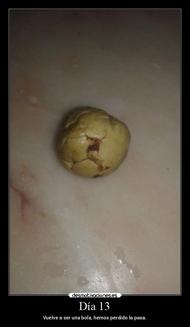 Día 13 - Vuelve a ser una bola, hemos perdido la pasa.