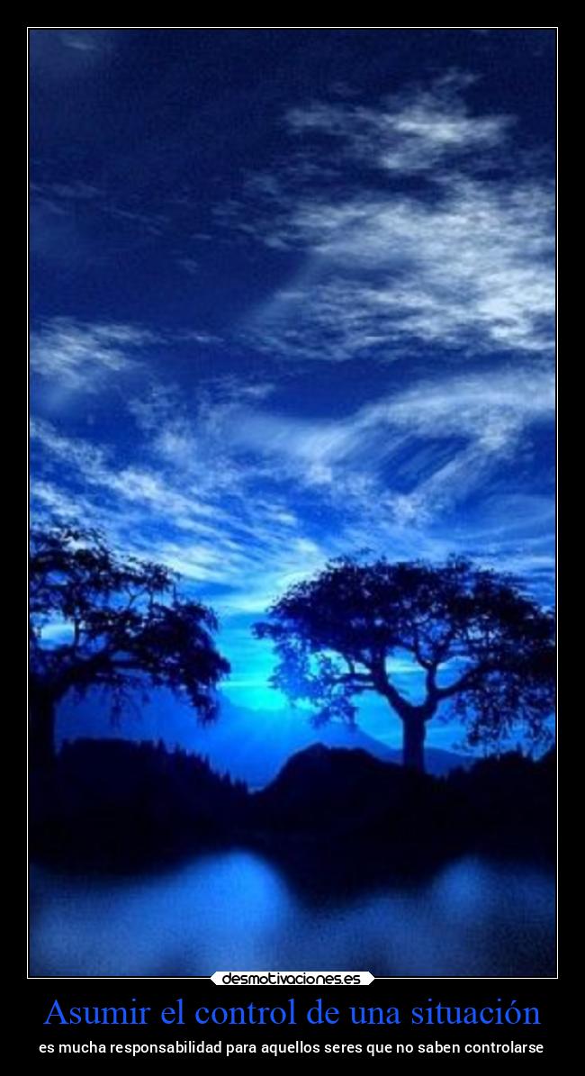 Asumir el control de una situación - es mucha responsabilidad para aquellos seres que no saben controlarse