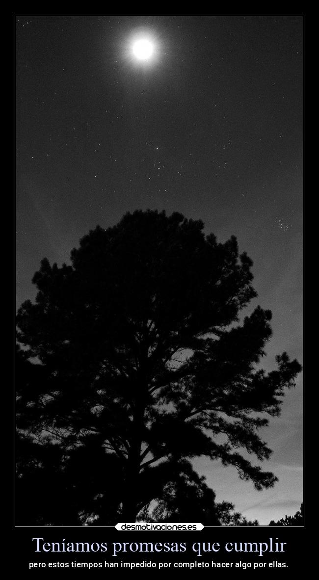 Teníamos promesas que cumplir - pero estos tiempos han impedido por completo hacer algo por ellas.