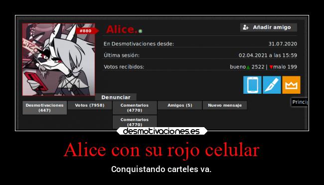 Alice con su rojo celular - Conquistando carteles va.