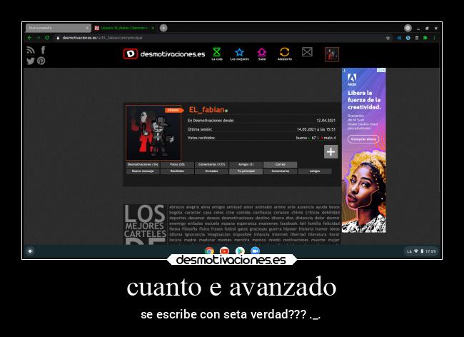 cuanto e avanzado - se escribe con seta verdad??? ._.