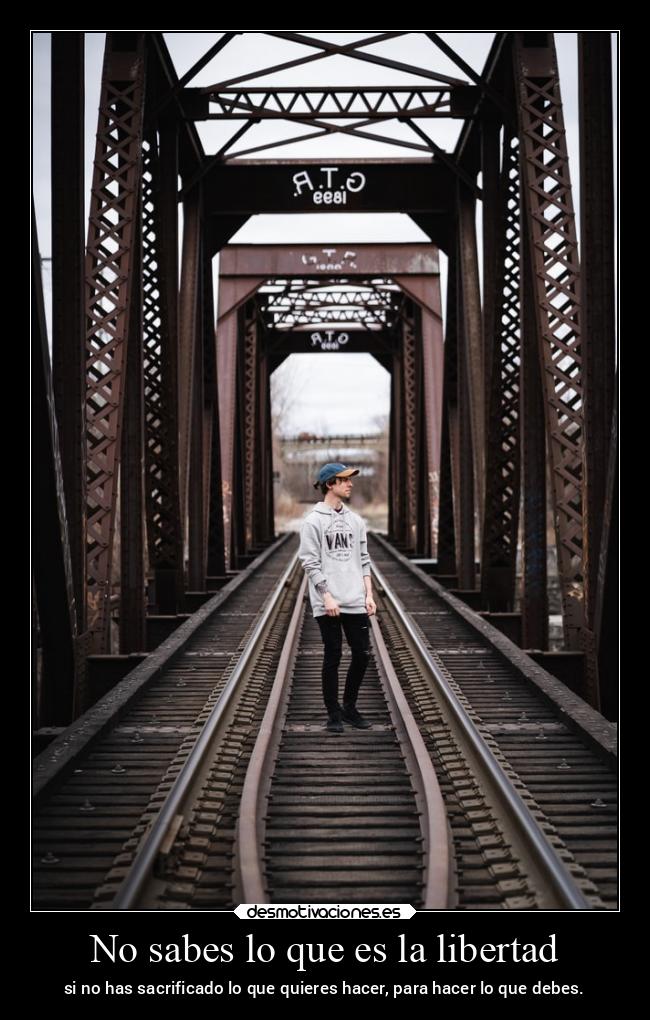 No sabes lo que es la libertad - si no has sacrificado lo que quieres hacer, para hacer lo que debes.