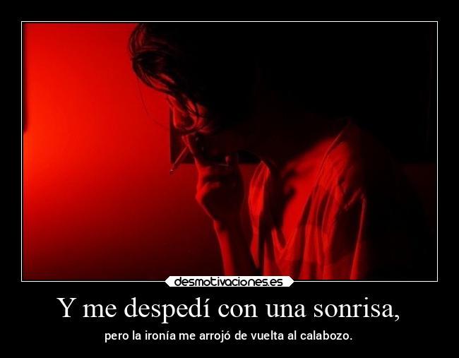 Y me despedí con una sonrisa, - pero la ironía me arrojó de vuelta al calabozo.
