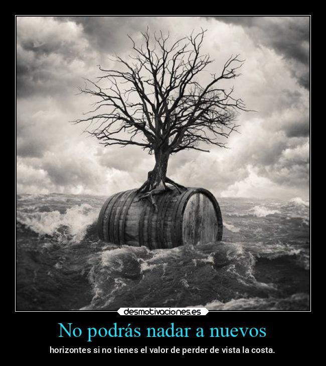 No podrás nadar a nuevos - horizontes si no tienes el valor de perder de vista la costa.