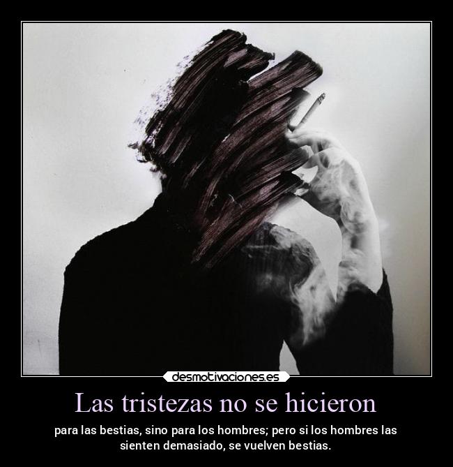 Las tristezas no se hicieron - para las bestias, sino para los hombres; pero si los hombres las
sienten demasiado, se vuelven bestias.