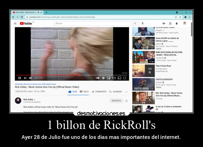 1 billon de RickRolls - 