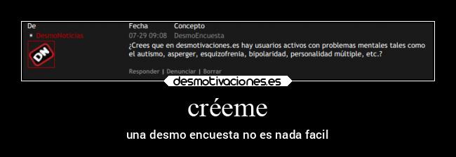 créeme - una desmo encuesta no es nada facil