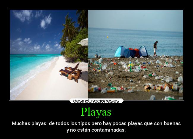Playas - Muchas playas  de todos los tipos pero hay pocas playas que son buenas
y no están contaminadas.