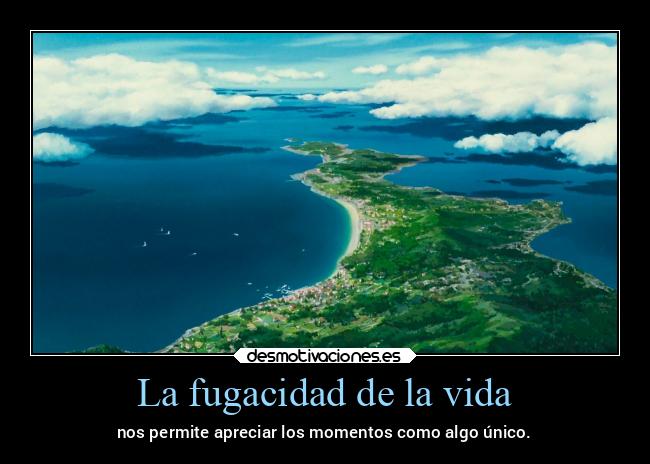 La fugacidad de la vida - nos permite apreciar los momentos como algo único.