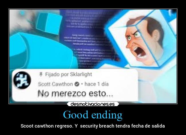 Good ending - Scoot cawthon regreso. Y security breach tendra fecha de salida