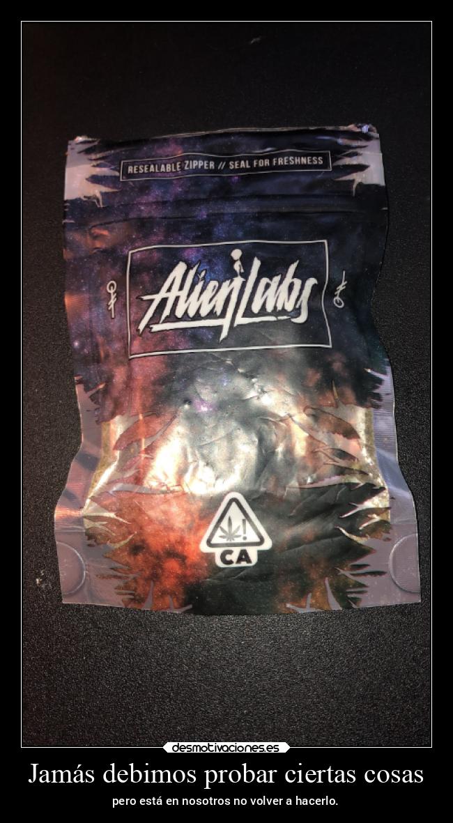 Jamás debimos probar ciertas cosas - pero está en nosotros no volver a hacerlo.