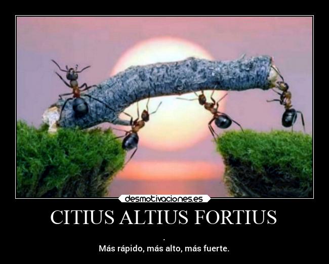 CITIUS ALTIUS FORTIUS - .
Más rápido, más alto, más fuerte.