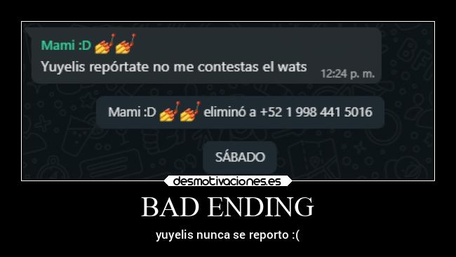 BAD ENDING - yuyelis nunca se reporto :(