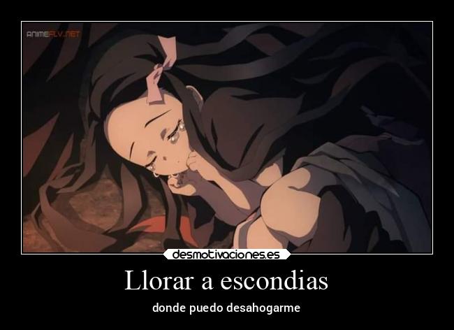 carteles llorar tristeza demon slayer nezuko desmotivaciones