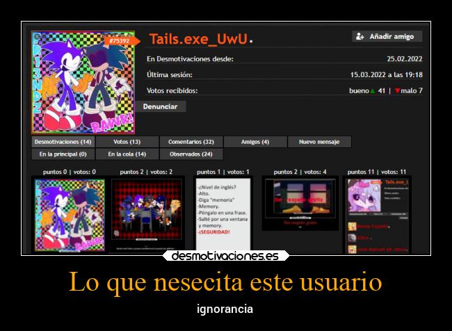 Lo que nesecita este usuario -