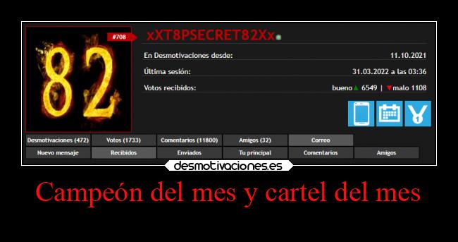 Campeón del mes y cartel del mes -