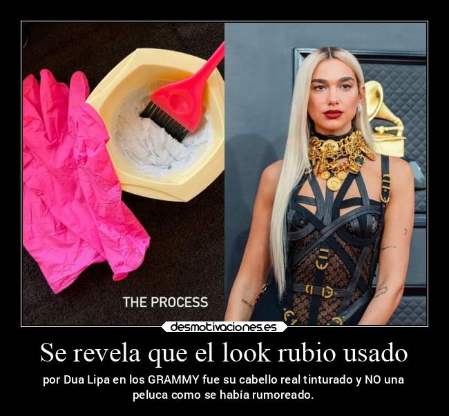 Se revela que el look rubio usado - por Dua Lipa en los GRAMMY fue su cabello real tinturado y NO una
peluca como se había rumoreado.