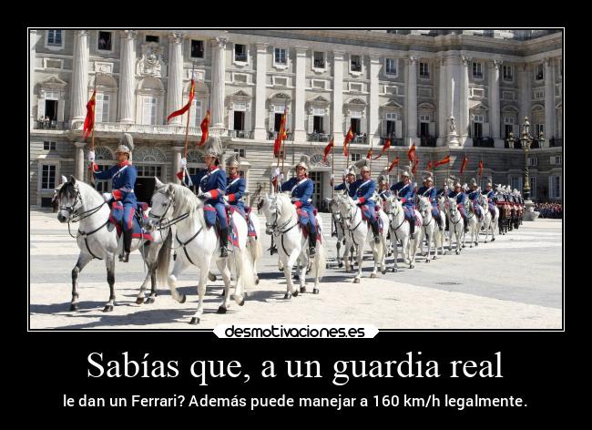 Sabías que, a un guardia real - le dan un Ferrari? Además puede manejar a 160 km/h legalmente.