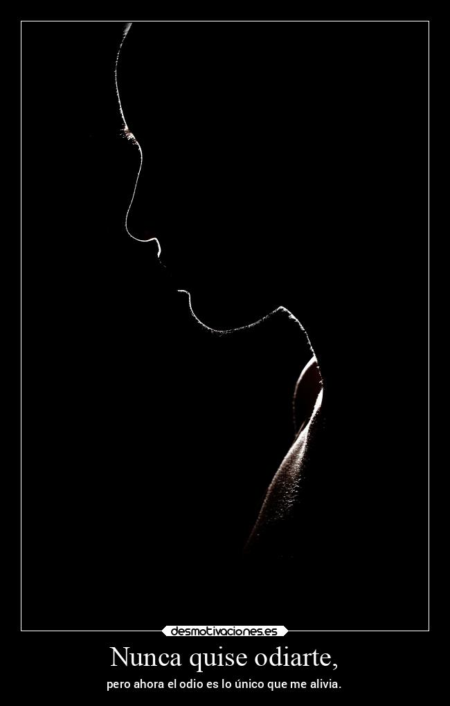 Nunca quise odiarte, - pero ahora el odio es lo único que me alivia.