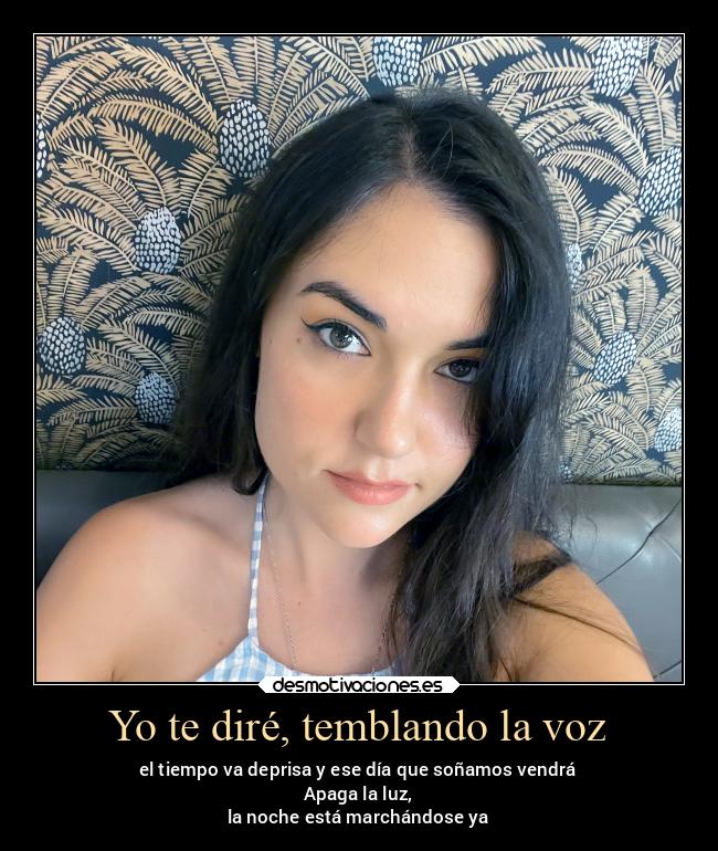 Yo te diré, temblando la voz - el tiempo va deprisa y ese día que soñamos vendrá
Apaga la luz,
la noche está marchándose ya