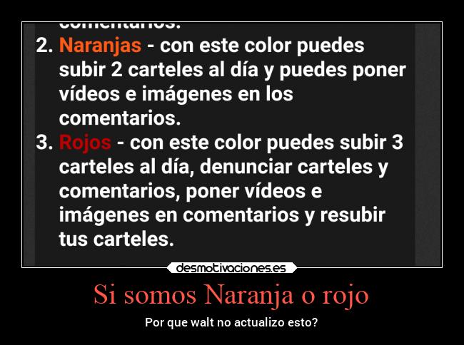 Si somos Naranja o rojo - Por que walt no actualizo esto?