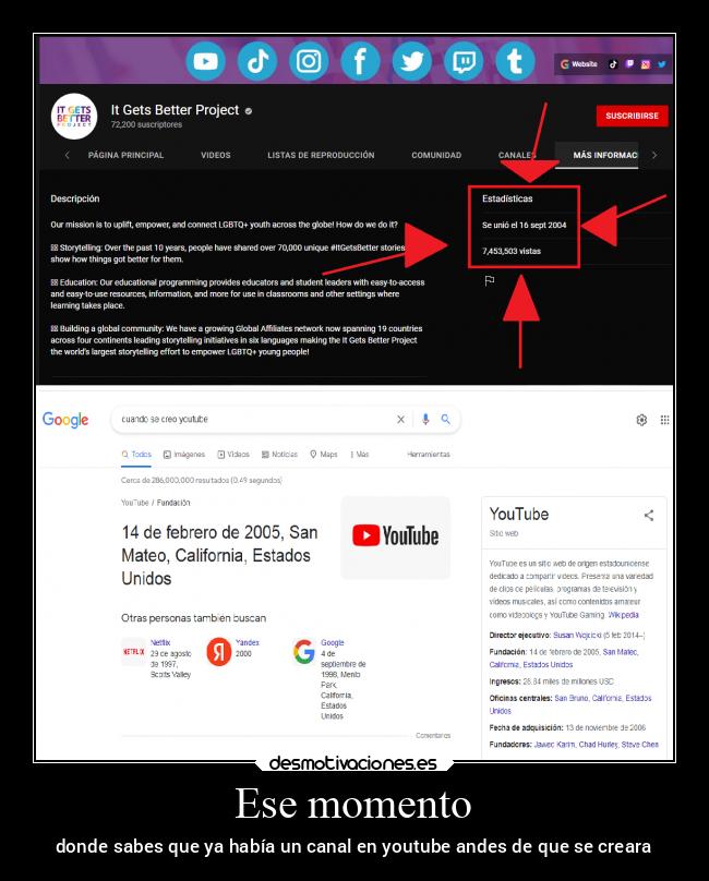 Ese momento - donde sabes que ya había un canal en youtube andes de que se creara