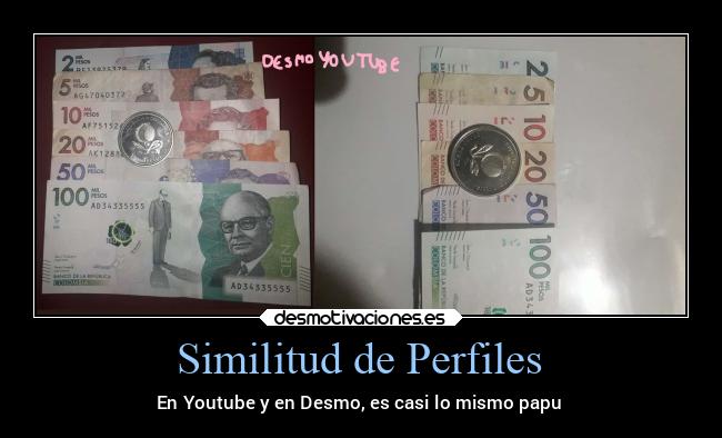 Similitud de Perfiles - En Youtube y en Desmo, es casi lo mismo papu