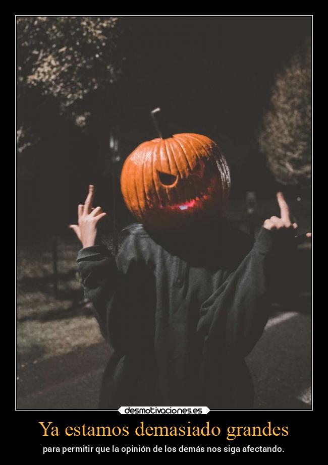 Ya estamos demasiado grandes - para permitir que la opinión de los demás nos siga afectando.