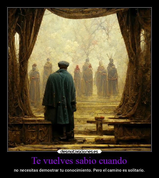 Te vuelves sabio cuando - no necesitas demostrar tu conocimiento. Pero el camino es solitario.