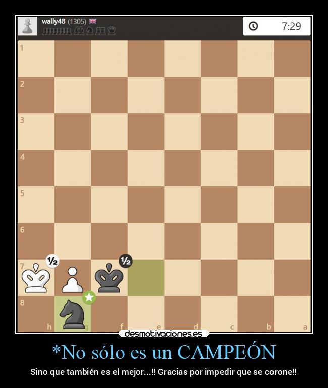 carteles alegria ajedrez campeon caballo negro lamejorpiezadelajedrez empates epico desmotivaciones