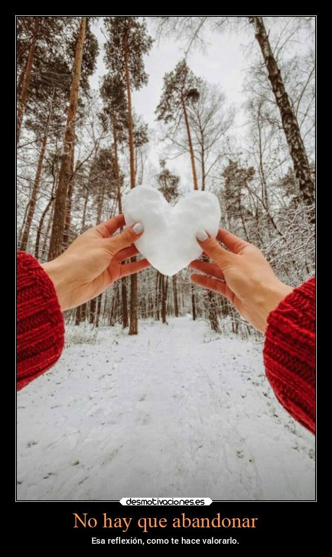 No hay que abandonar - Esa reflexión, como te hace valorarlo.
