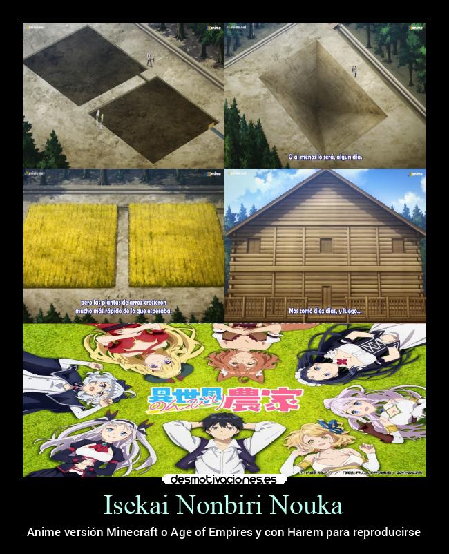 Isekai Nonbiri Nouka - Anime versión Minecraft o Age of Empires y con Harem para reproducirse