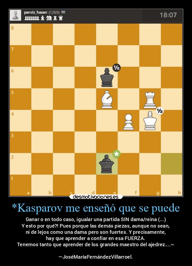 carteles imposible dama reina alfilytorrevsreina epico kasparov granmaestro ruso ajedrez maestria desmotivaciones