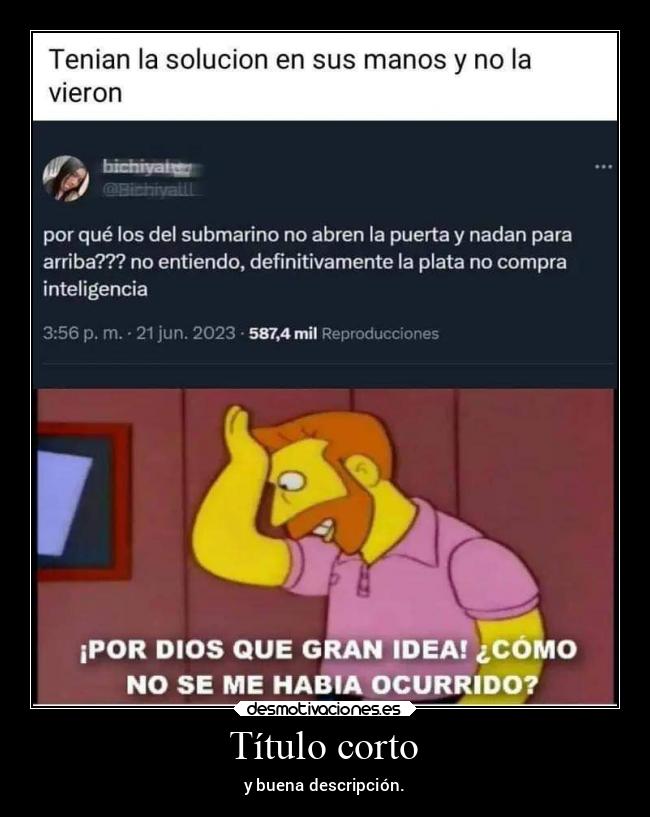 Título corto - y buena descripción.