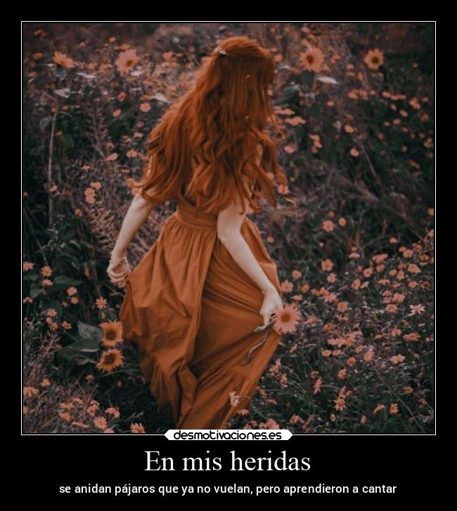 En mis heridas - se anidan pájaros que ya no vuelan, pero aprendieron a cantar