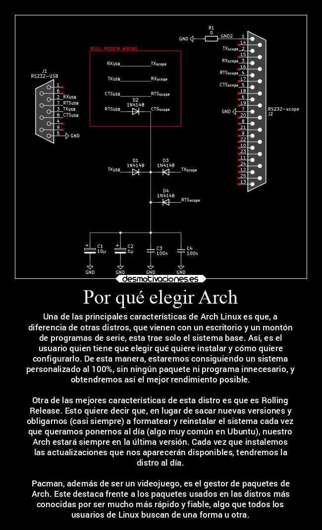 Por qué elegir Arch - Una de las principales características de Arch Linux es que, a
diferencia de otras distros, que vienen con un escritorio y un montón
de programas de serie, esta trae solo el sistema base. Así, es el
usuario quien tiene que elegir qué quiere instalar y cómo quiere
configurarlo. De esta manera, estaremos consiguiendo un sistema
personalizado al 100%, sin ningún paquete ni programa innecesario, y
obtendremos así el mejor rendimiento posible.
Otra de las mejores características de esta distro es que es Rolling
Release. Esto quiere decir que, en lugar de sacar nuevas versiones y
obligarnos (casi siempre) a formatear y reinstalar el sistema cada vez
que queramos ponernos al día (algo muy común en Ubuntu), nuestro
Arch estará siempre en la última versión. Cada vez que instalemos
las actualizaciones que nos aparecerán disponibles, tendremos la
distro al día.
Pacman, además de ser un videojuego, es el gestor de paquetes de
Arch. Este destaca frente a los paquetes usados en las distros más
conocidas por ser mucho más rápido y fiable, algo que todos los
usuarios de Linux buscan de una forma u otra.