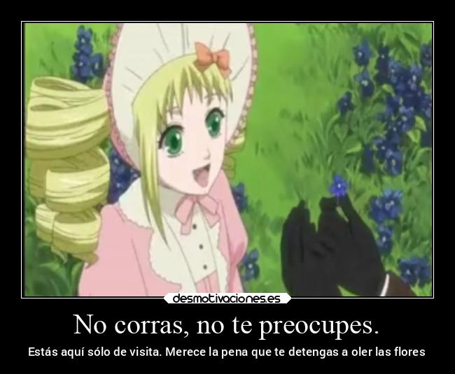 No corras, no te preocupes. - Estás aquí sólo de visita. Merece la pena que te detengas a oler las flores