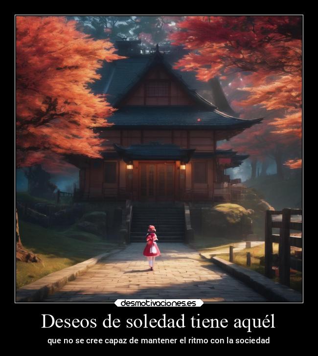 Deseos de soledad tiene aquél - que no se cree capaz de mantener el ritmo con la sociedad