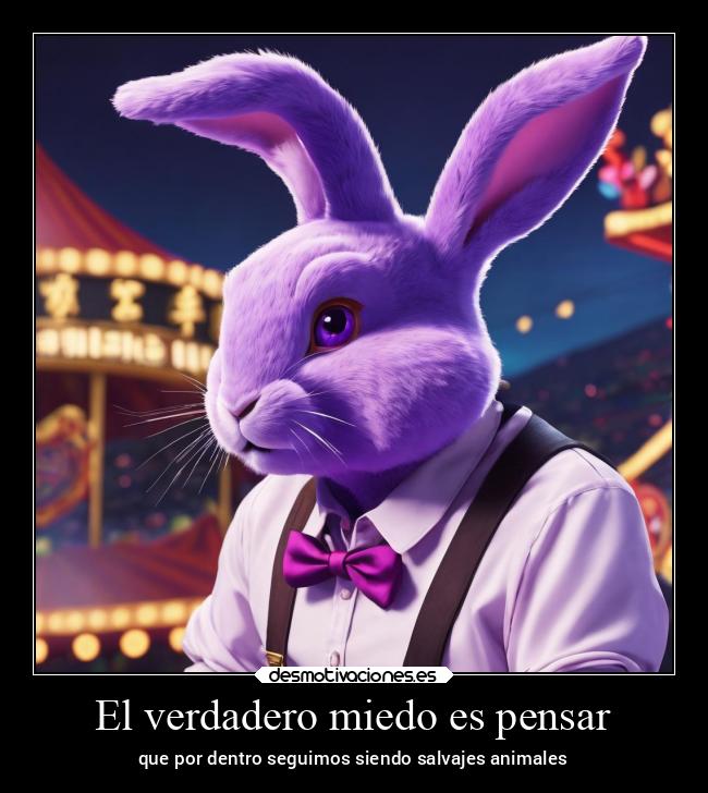 El verdadero miedo es pensar - que por dentro seguimos siendo salvajes animales