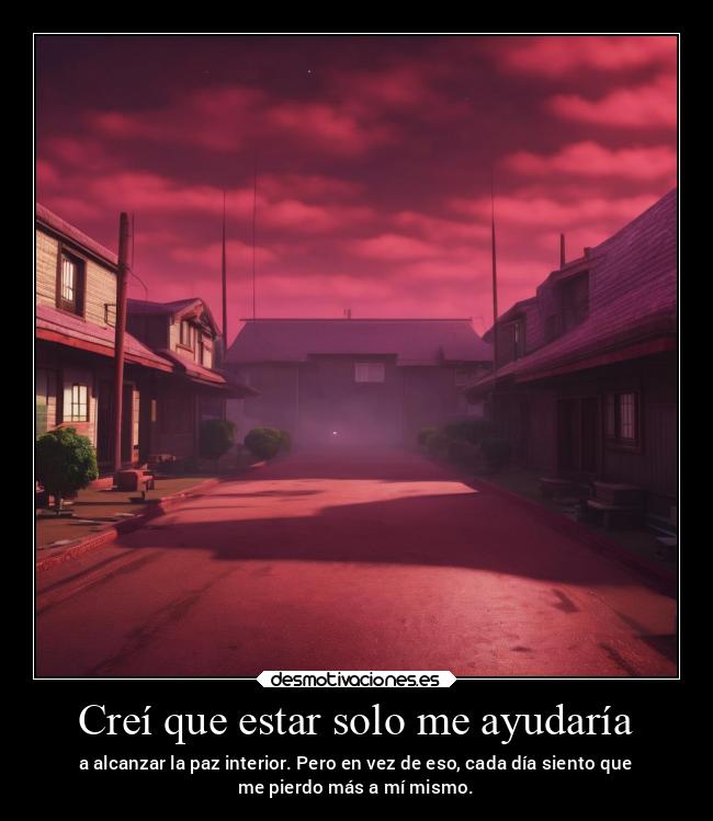 Creí que estar solo me ayudaría - a alcanzar la paz interior. Pero en vez de eso, cada día siento que
me pierdo más a mí mismo.