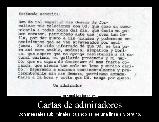 Cartas de admiradores  Desmotivaciones
